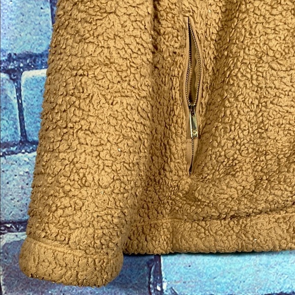 Tommy Hilfiger Tan Sherpa Fleece Pullover 1/4 Zip Large Cozy Winter Sweater - Picture 4 of 10